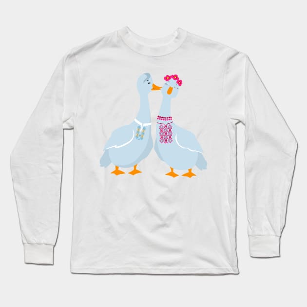 Ukranian geese, girl and boy Long Sleeve T-Shirt by HetmanArt